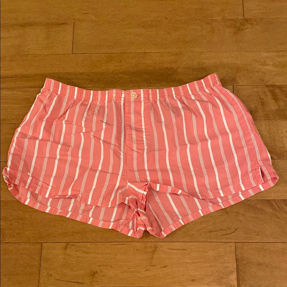 Lauren Ralph Lauren Pink & White Striped Pajama Shorts Sleepwear Size M